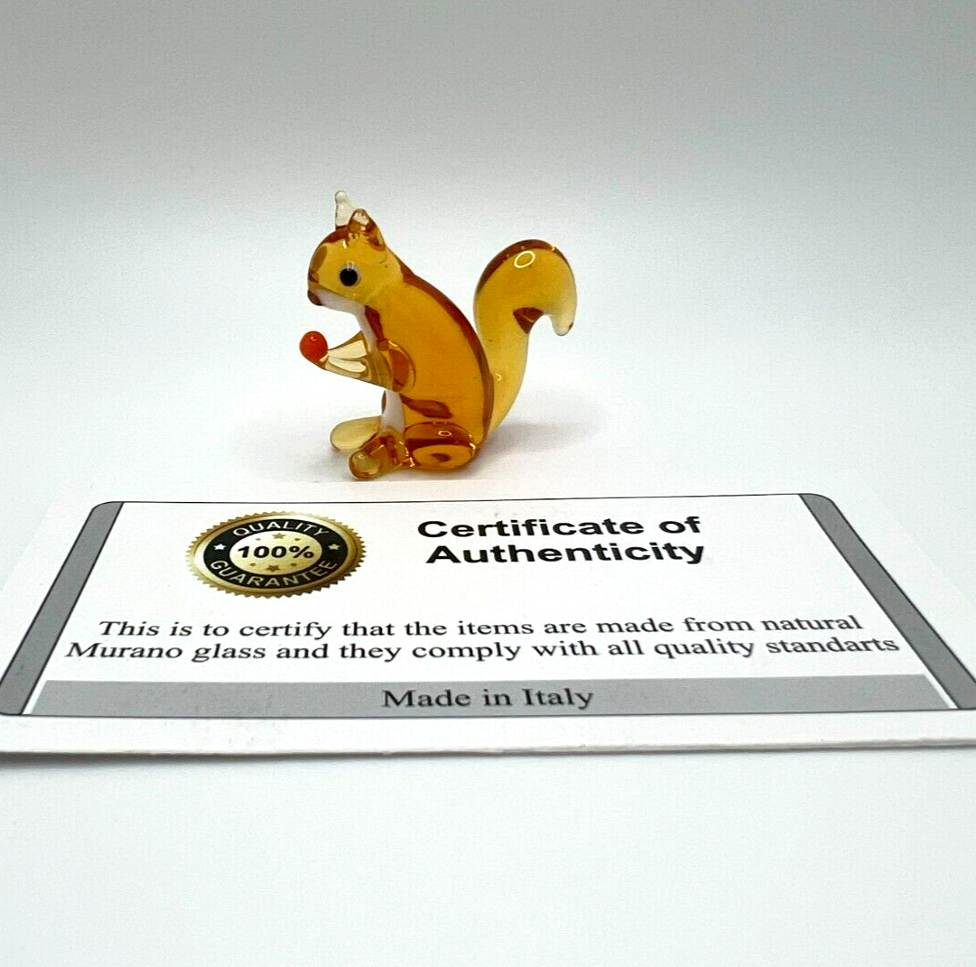Murano Glass Handcrafted Unique Art, Lovely Squirrel Figurine Size 1, Glass Art