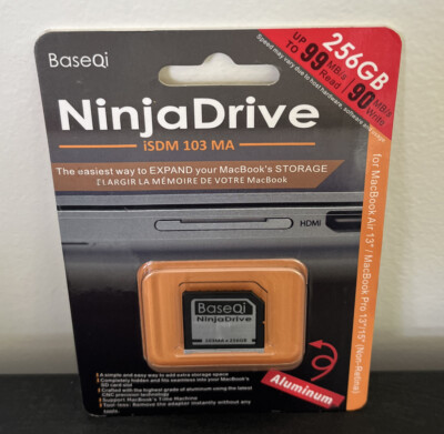 BASEQI NinjaDrive Aluminum 256gb for MacBook Air 13'' and MacBook Pro 13''/15''