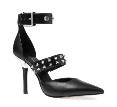 Michael Kors Amal Women s Ankle Strap Black Leather Studded Pumps US 9