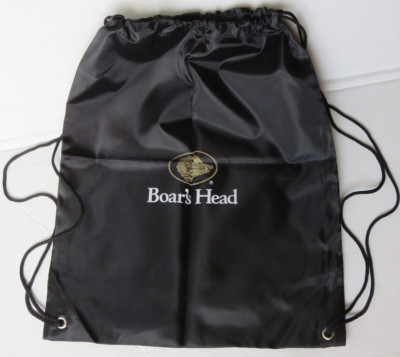 NEW BOAR'S HEAD DRAWSTRING NYLON BACKPACK BLACK TRICK OR TREAT BAGS LUNCHBAG