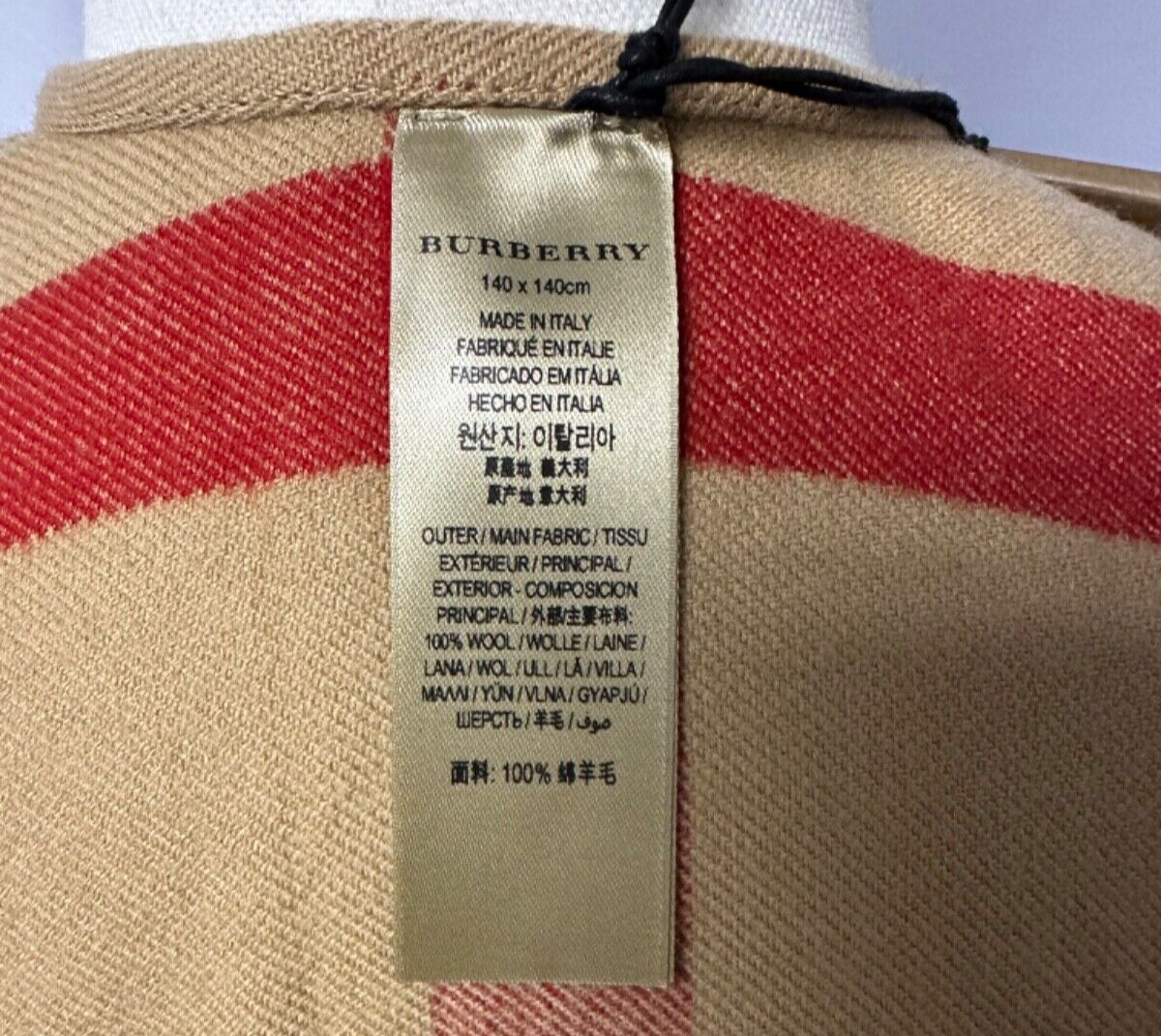 Pre-owned Burberry Authentic  Ladies Reversable Wool Check Cape Shawl 40294061 In Beige