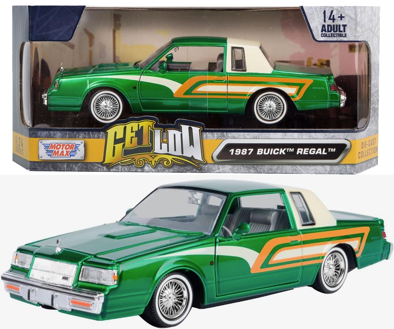MOTORMAX GET LOW 1987 BUICK REGAL LOWRIDER 1/24 DIECAST MOTORMAX GET LOW 1987 BUICK REGAL LOWRIDER 1/24 DIECAST