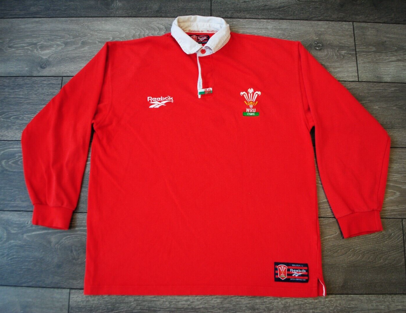 ビンテージ◇ラガーシャツ　Wales Rugby WRU リーボック　赤　レッド ビンテージ◇ラガーシャツ Wales Rugby WRU リーボック 赤