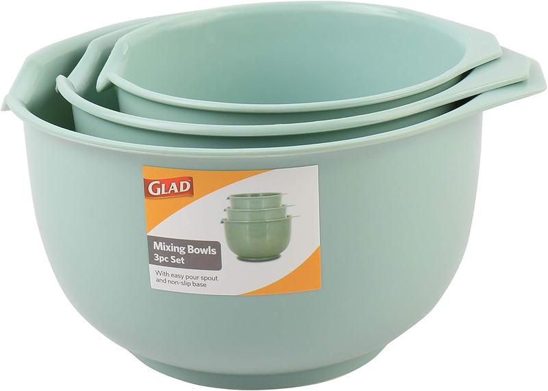Mixing Bowls with Pour Spout, Set of 3 | Nesting Design Saves Space | Non-Slip,