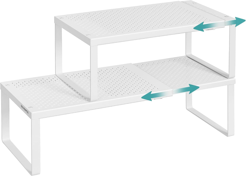 Spice Racks, Set of 2 Expandable Kitchen Countertop Shelves, Small Cupboard Orga