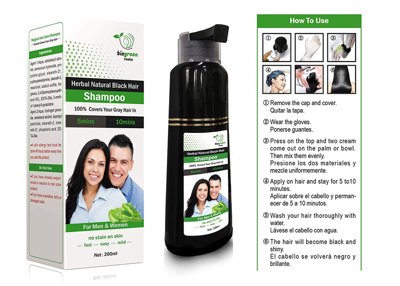 Herbal Black Hair Shampoo 200 Ml Gray Coverage Softness Shine Natural Booster