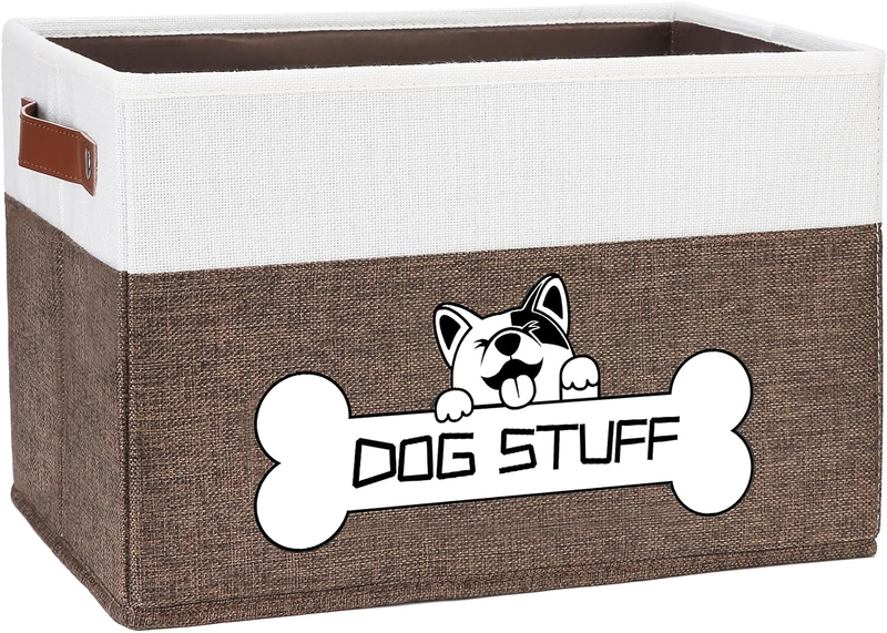 Collapsible Fabric Dog Toy Box Bin with Handle Organize Pet Accessories in Style