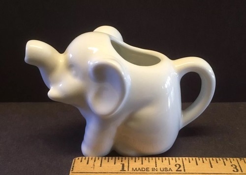 White Elephant Creamer Mini Personal 2 oz Ounces Porcelain Trunk Spout Syrup