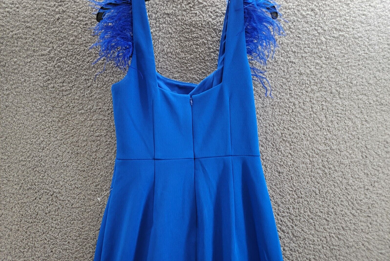 Aidan by Adrianna Papell Feather-Trim Sheath Dress Women's 8 Blue Solid Back Zip - Picture 10 of 16