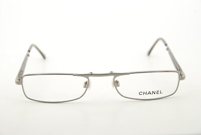 Rare Authentic Chanel 2104 c.108 Silver 52mm Foldable Frames Glasses Italy