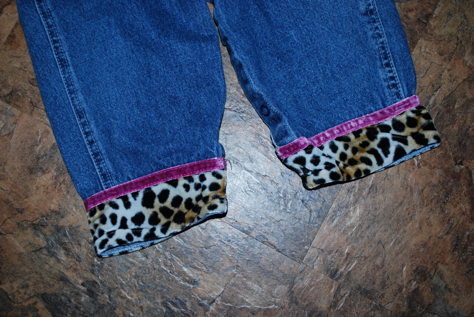 The Children's Place Denim Overalls Heart Cheetah Print Sz 12 Months