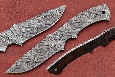 8.5'' long Damascus steel drop point blank blade, 4'' cutting edge