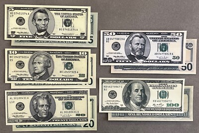 Reproduction 1996-2006 Federal Reserve Note Set $5-$100 Set - Please Read Below