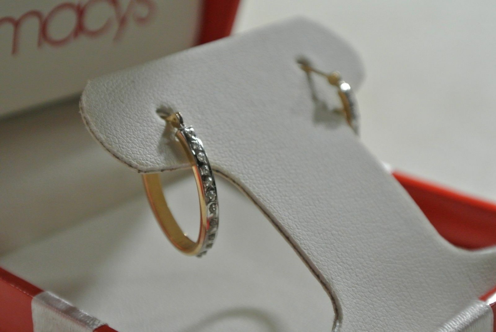 Macy's Diamond Accent Earrings 14k Yellow  Gold Hoops