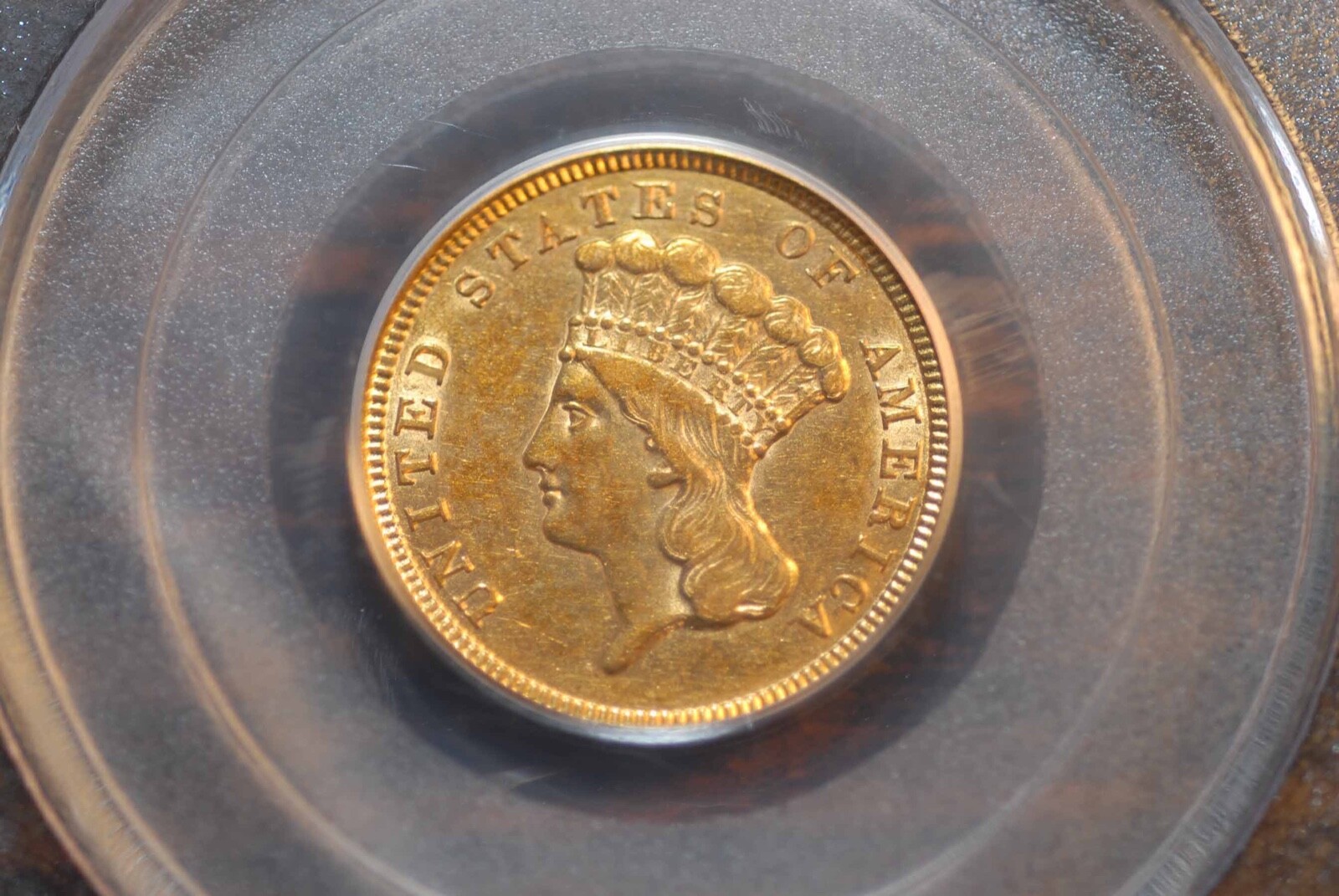 1854 Three Dollar Gold Coin, PCGS AU50