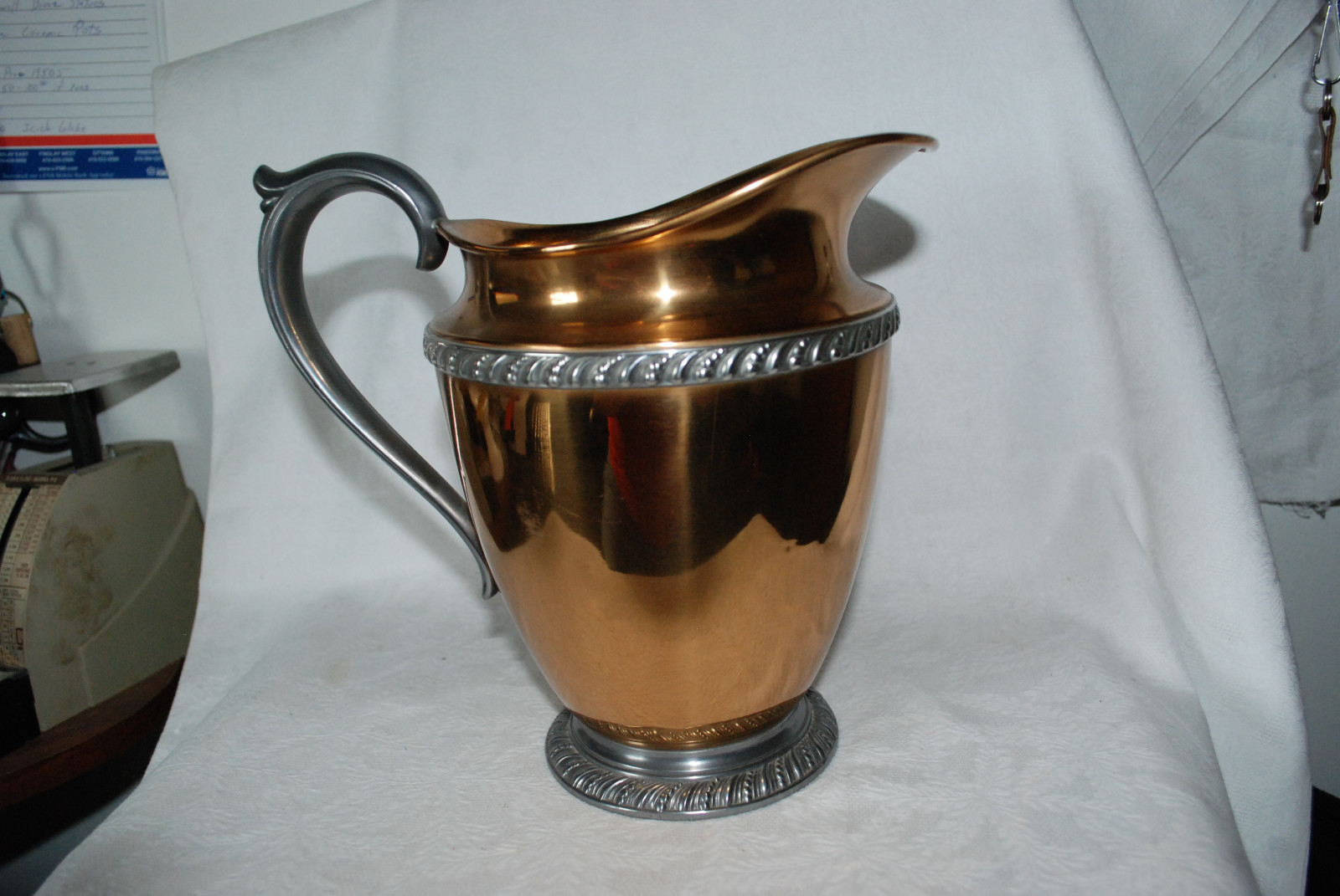 Wm Rogers Antique Silver/COPPER  Water Pitcher 