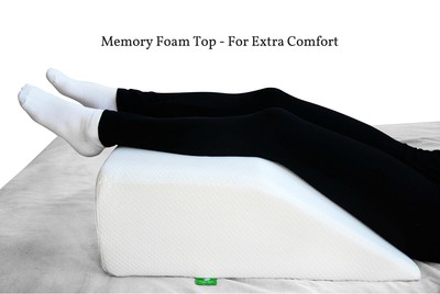 Post Surgery Elevating Leg Rest Pillow with Memory Foam Top - Best for Back, Hip