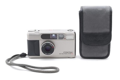 [MINT w/Case] Contax T2D Date Titan Silver 35mm Compact Film Camera From JAPAN