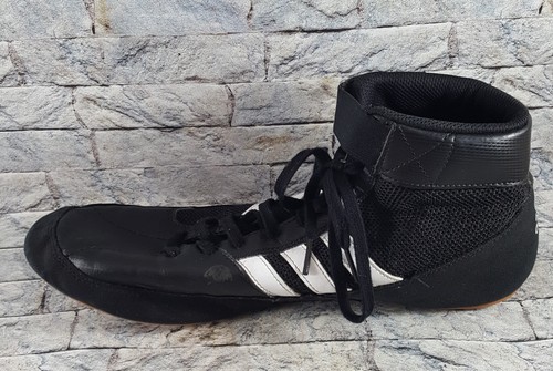 Adidas Men's Black/White Leather Lac-Up Athletic Wrestling Boxing Shoes Size 12