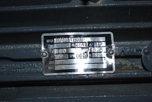 Marathon Custom Nameplate Hp:10, Rpm:865, Frame:284T Motor - USED