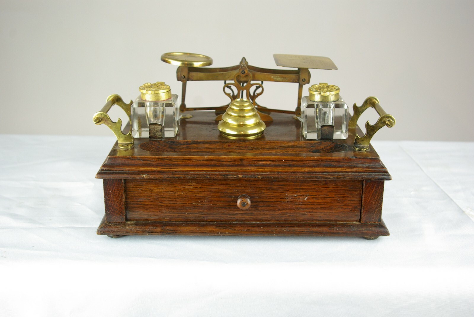 Antique Desk Set, Scottish Victorian Inkstand, Postal Scale, and Weights, B1430C