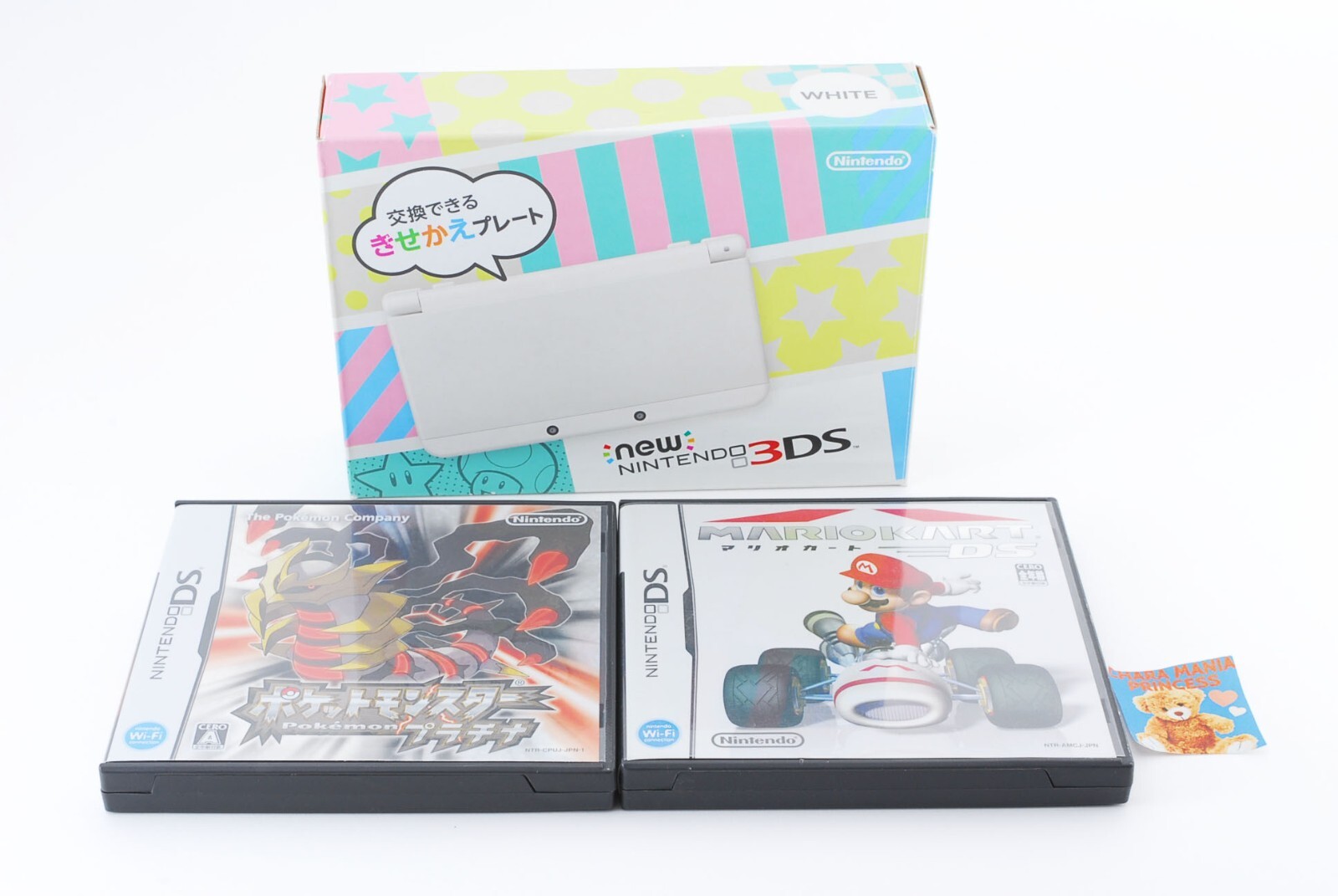 New Nintendo 3DS White w/Box Manual 2games Set Pokemon Mario