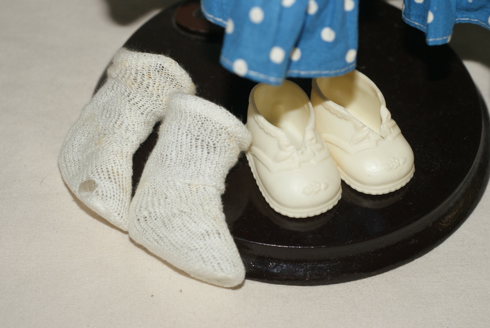 PRETTY! Vintage Arranbee Blue Polka Dot Square Dance Dress, Slip Shoes, Socks Fo