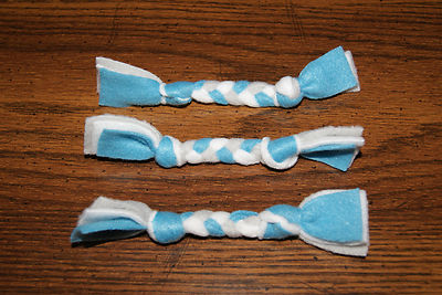 New Set of 6 Detroit Lions Colors Handmade Braided Fleece Cat Toys FREE S/H! BCR