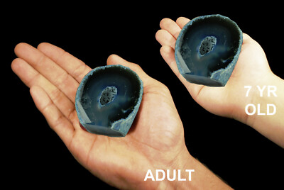 AGATE GEODE Blue 2'' 4-7 Oz Rocks and Minerals Specimen Chakra Healing Crystal 
