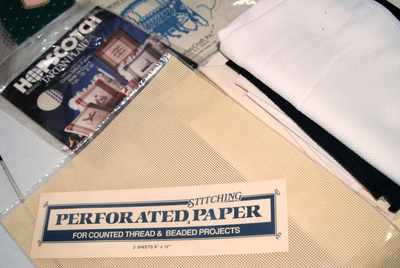 Aida Cloth Counted Cross Stitch Fabric Lot Charles Craft Hopscotch Plaid Colors