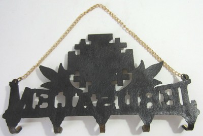 Christian Key Holder Rack Bronze Jerusalem Cross Crucifix Jesus Catholic VTG a