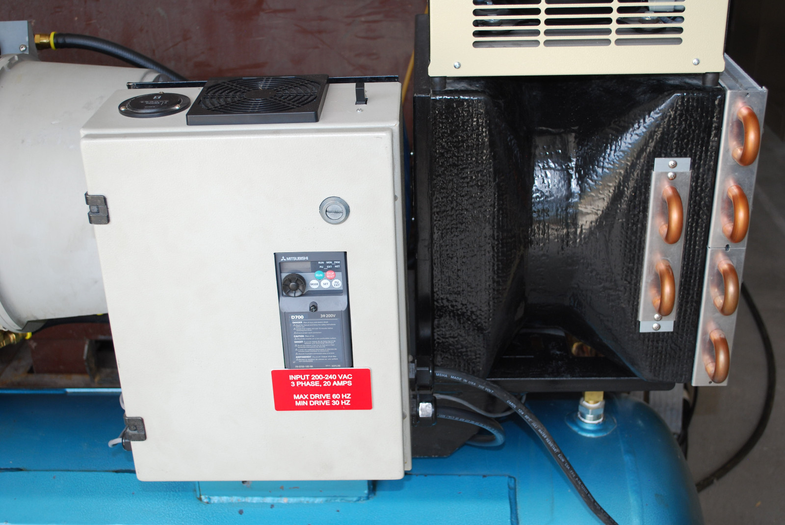 Custom Hydrovane 5HP VSD VFD air compressor, Ingersoll refrigerated air dryer