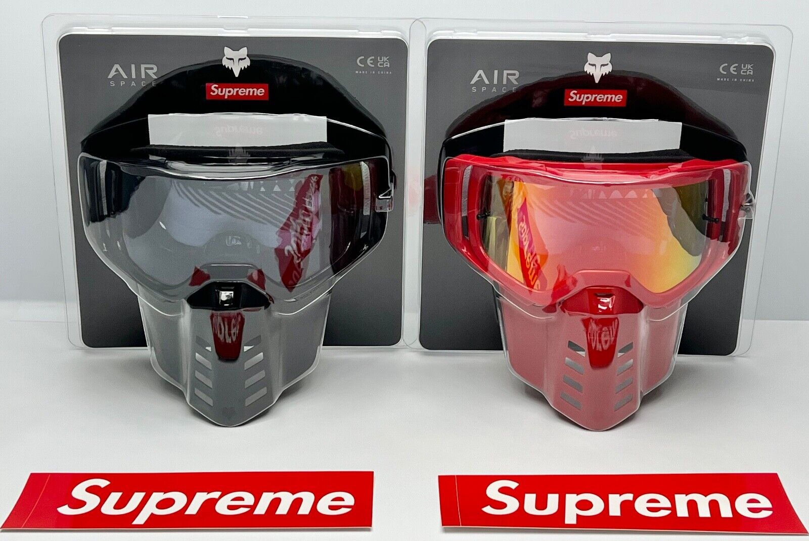 SUPREME FOX RACING GOGGLES ****BOTH RED & BLACK PAIR IN SUPREME FOX RACING GOGGLES ****BOTH RED & BLACK PAIR IN