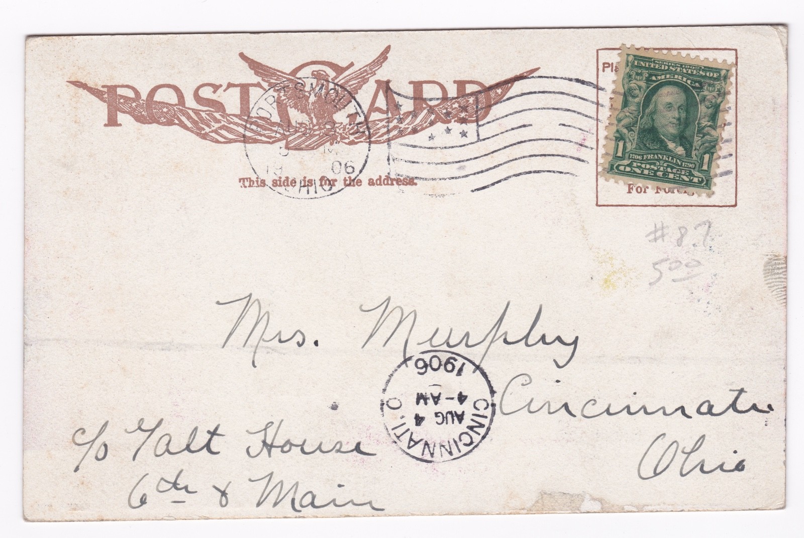 Postcard York Place Portsmouth Ohio 1905 Exceptional Condition B3