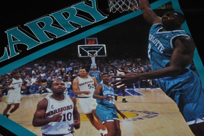 VINTAGE POSTER LARRY JOHNSON CHARLOTTE HORNETS INFINITY BRAND NEW UNROLLED