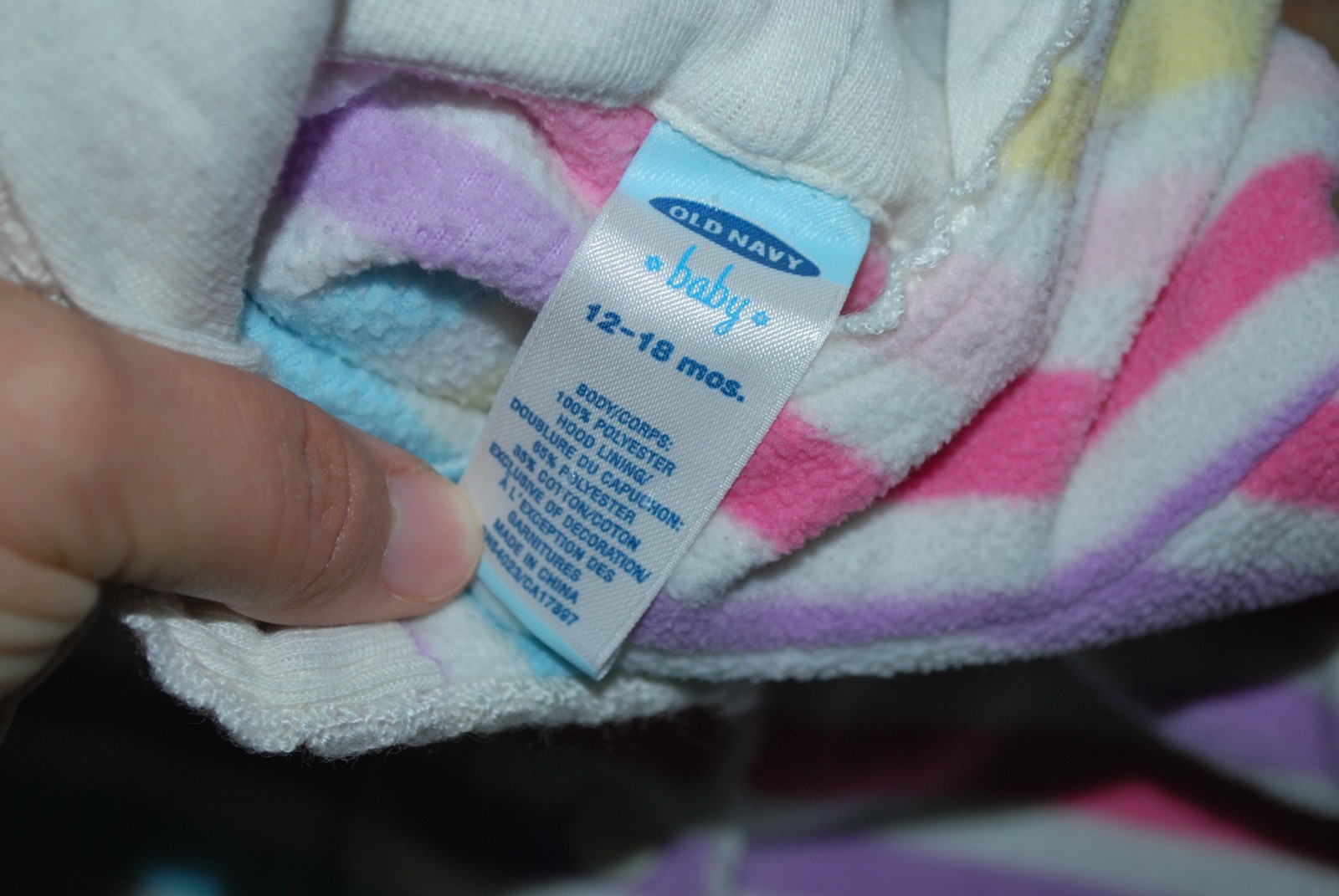 Old Navy Baby Girl Stripe Fleece Jumpsuit Sz 12-18 Months