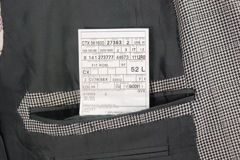 Ermenegildo Zegna 2Btn Silk Wool Black White Houndstooth Check
