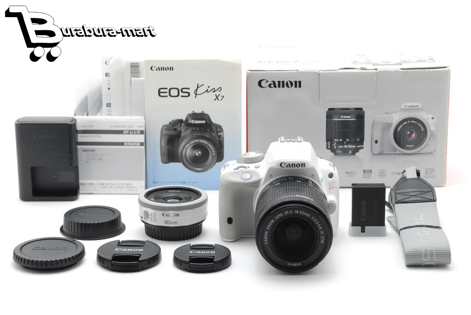Boxed* Canon EOS Kiss X7 Camera White w/ EF 40mm ＆ EF-S 18