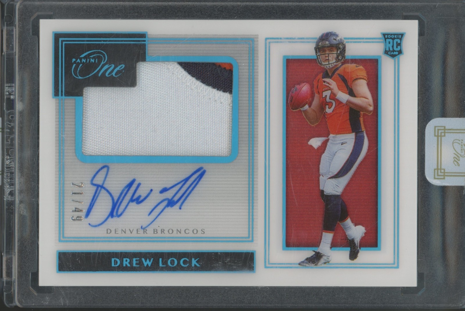 2019 Panini One Premium Rookie Patch Autograph #109 Drew Lock /49 RC Auto Jersey