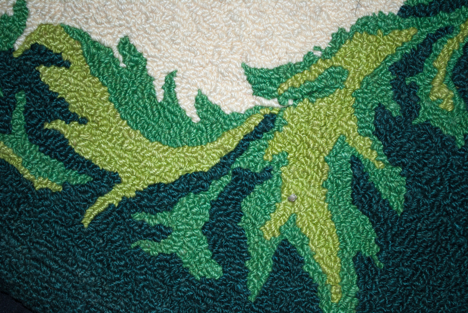 Vintage Hooked Wool Rug Multicolored Flowers 38-1/2