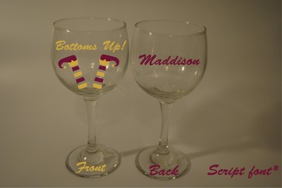 Bottoms Up! Elf legs boots Christmas Wine Glass Name Date Custom (Free) xmas