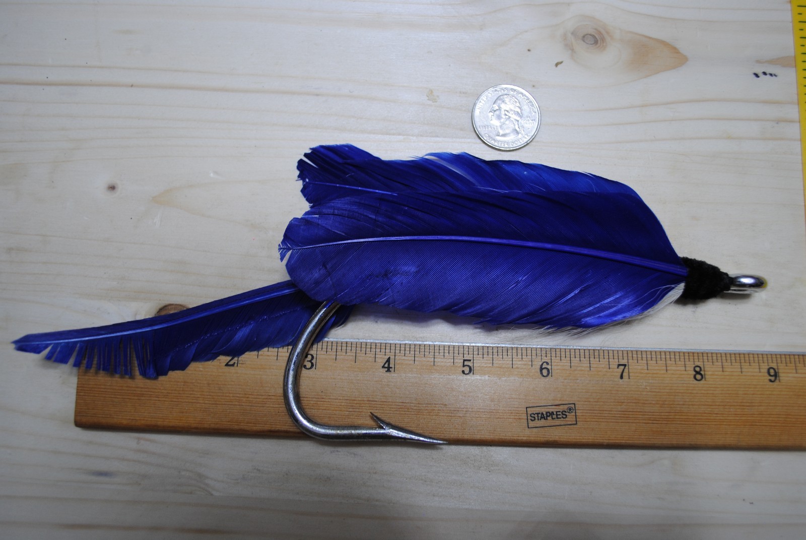 20/0 HUGE Decorative Fishing Fly Steel Feathers Trout Saltwater Wall Decor BLUE