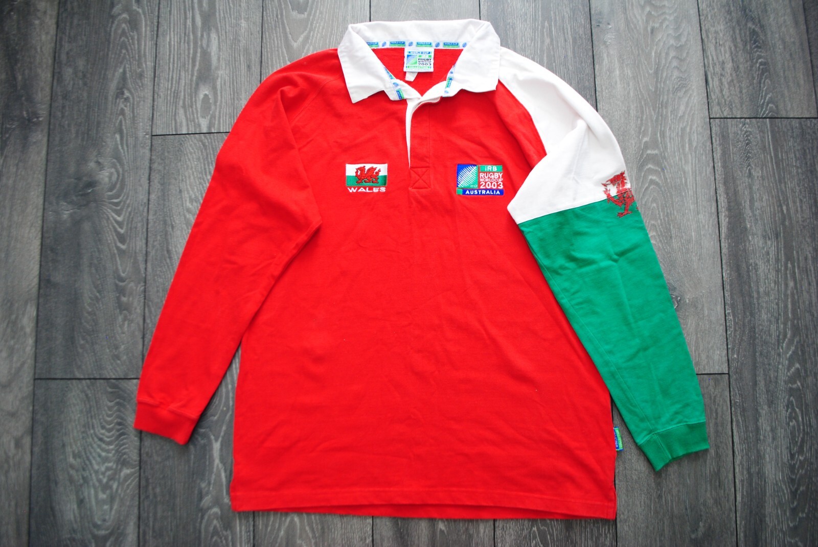 VINTAGE IRB WORLD CUP 2003 AUSTRALIA WALES RUGBY LONG SLEEVE