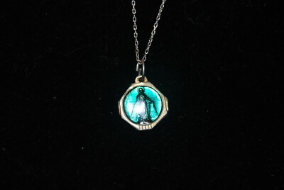 Diamond Shaped Tribal Pendants Brass with BLUE Stone 1.38 5 Pieces