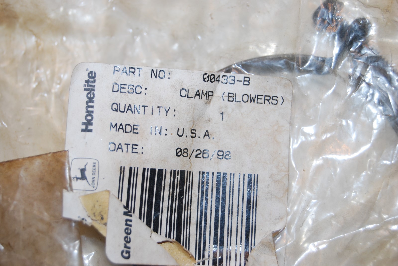 Homelite Blower Clamp 00433B for 08033 08028 Leaf Blowers