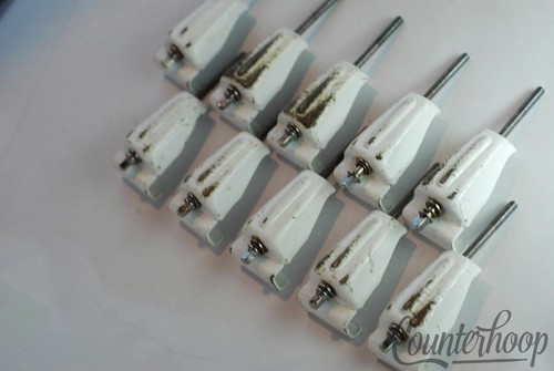 *Premier 10x Bass Drum Tension T-Rods/Claws White Powder-Coated Vintage 70s-80s*