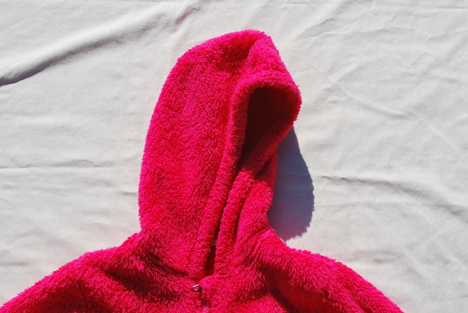 Lands' End Size M 10 12 Youth Fuzzy Red Zipper Fleece Pullover Sweatshirt Coat