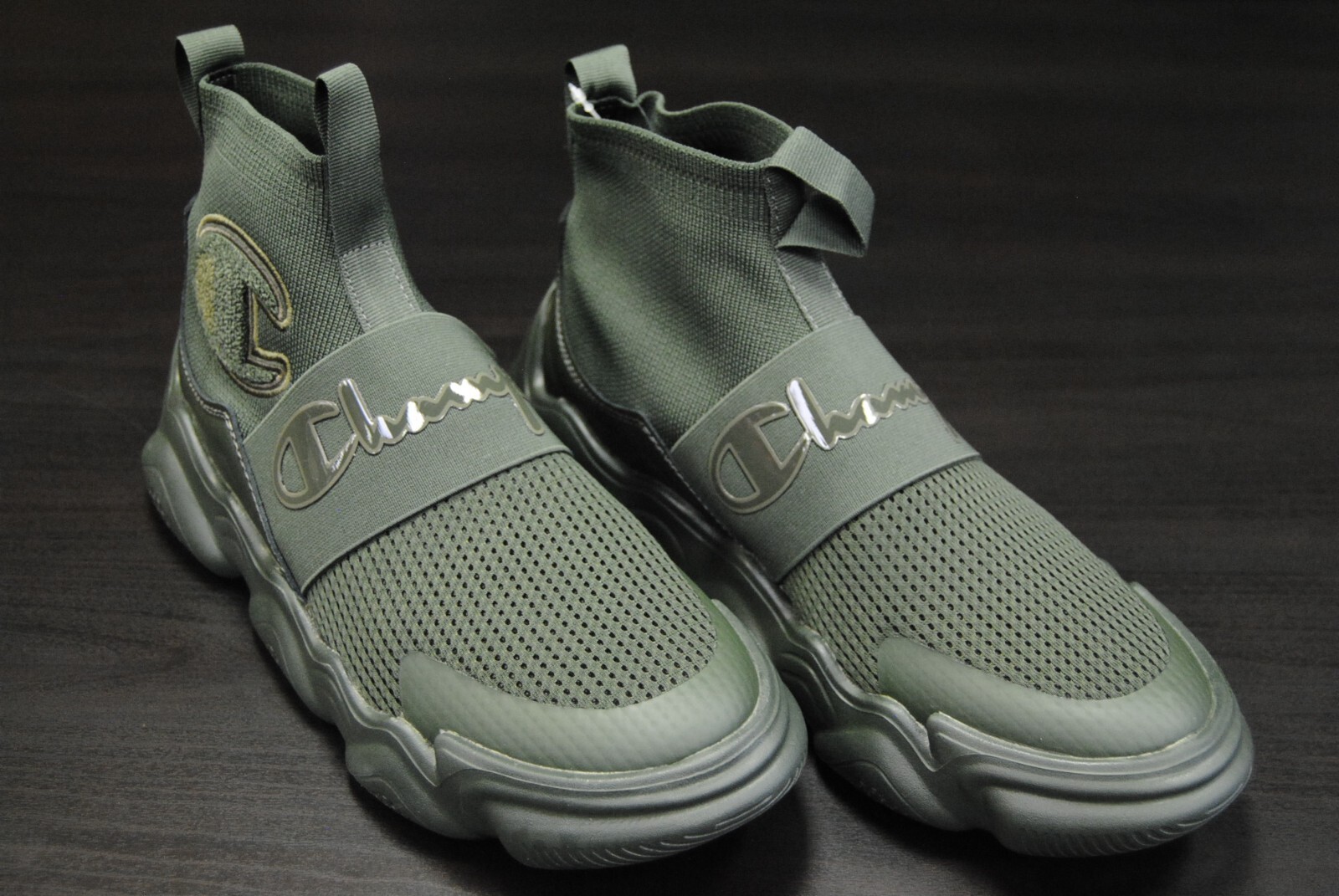 olive green champion slippers