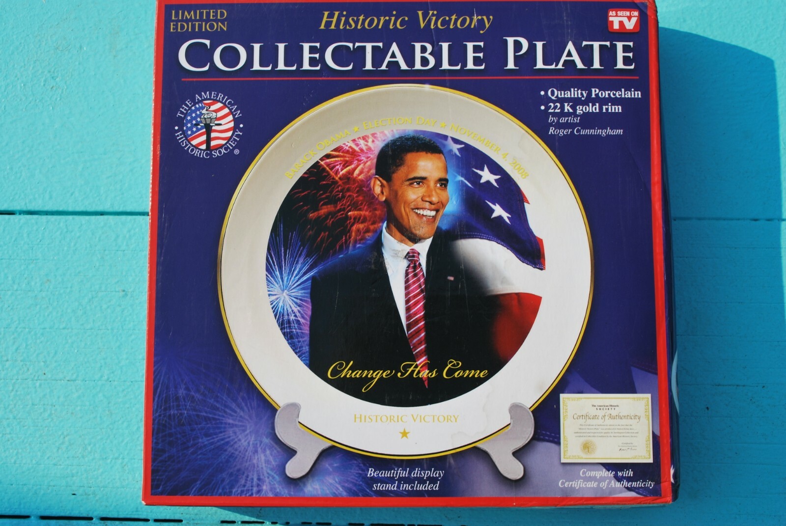 Barack Obama ~ Historic Victory ~ Collectible Plate ~ 22K
