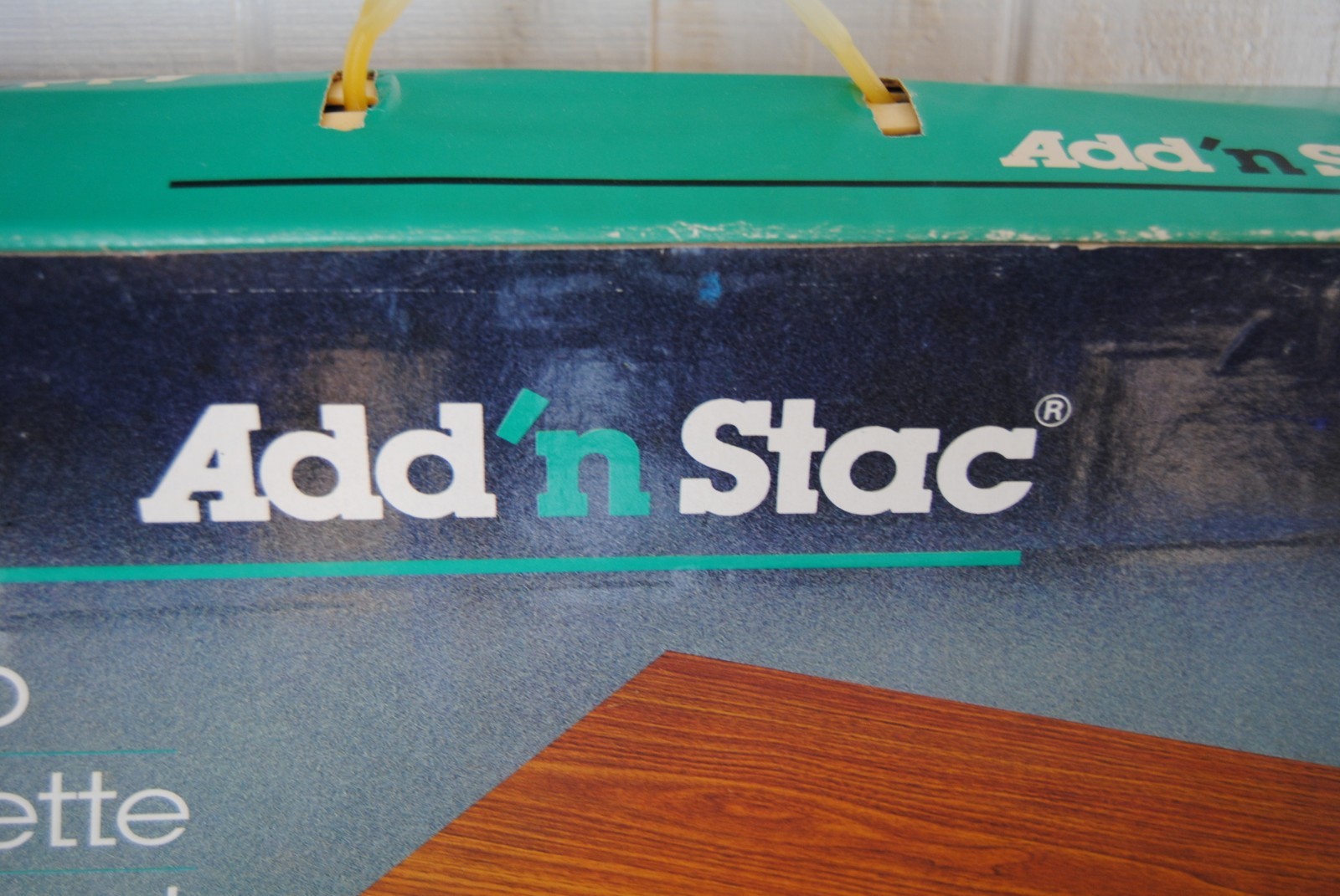 ADD N STAC Cassette Tape Holder in Box Vintage Wood Grain Holds 42 Tapes